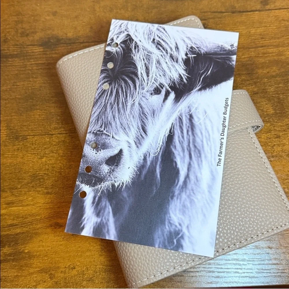 A6 Personal Binder Taupe Pebbled Leather Wallet/Planner